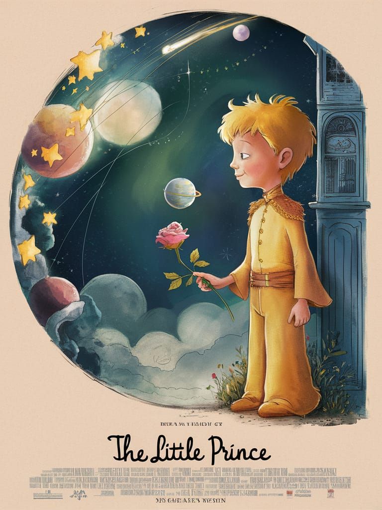 The Little Prince Movie Poster: Whimsical Starry Night