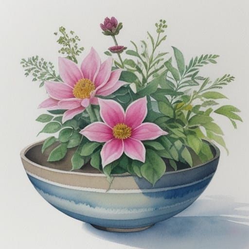 Watercolor Walnut in Simple Bowl