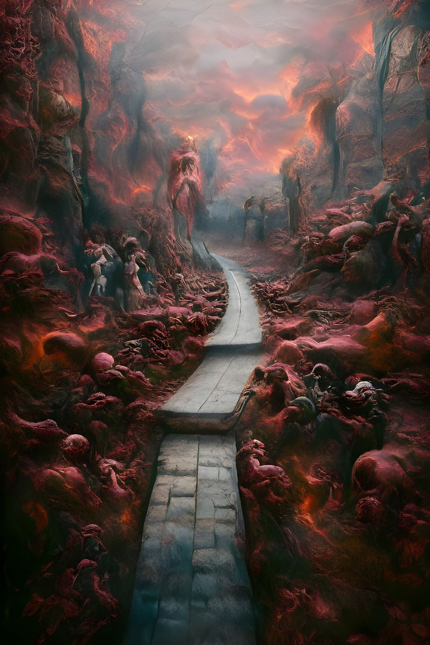 Infernal Pathway to Hell: Steampunk Digital Illustration