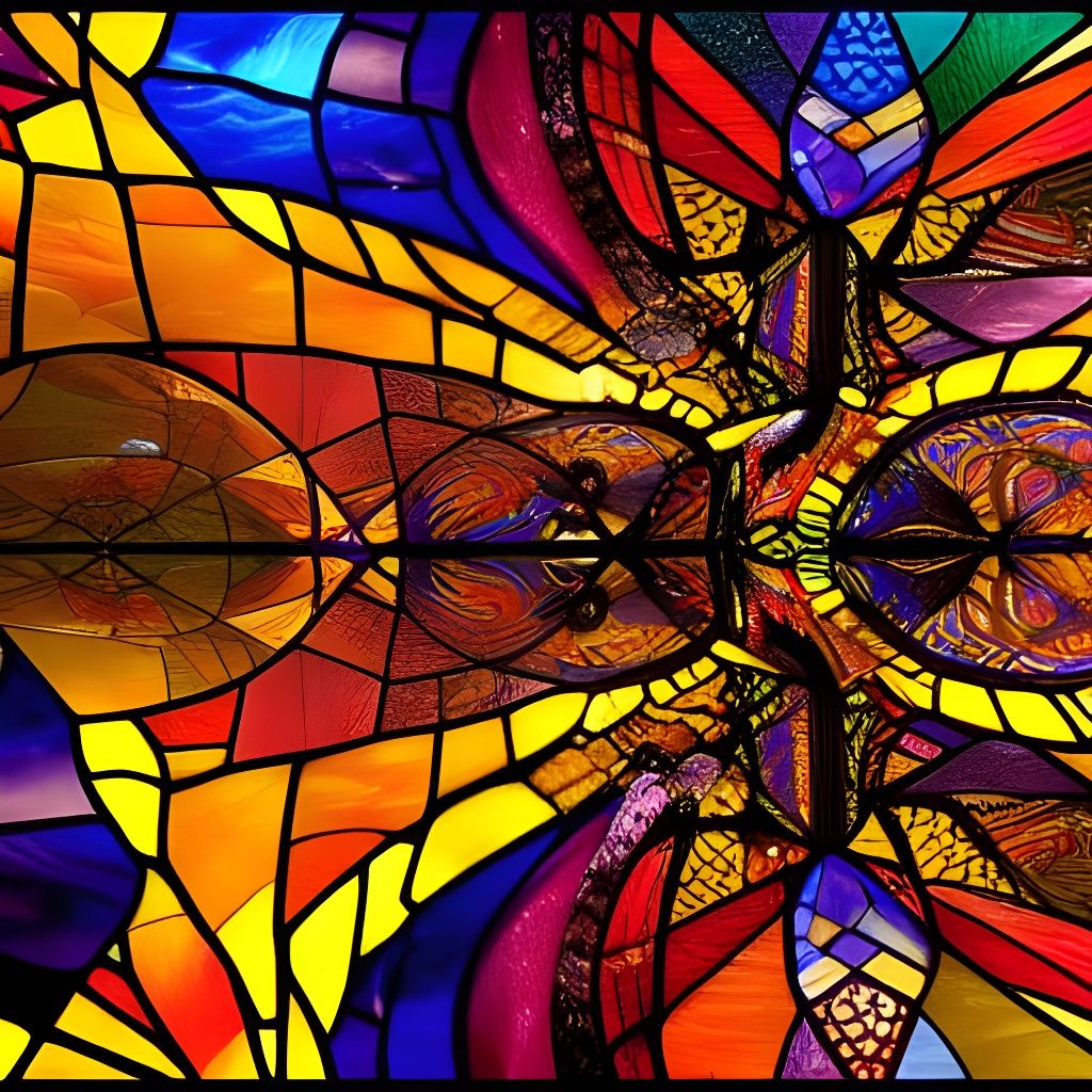 Colorful Stained Glass World in Digital Painting
