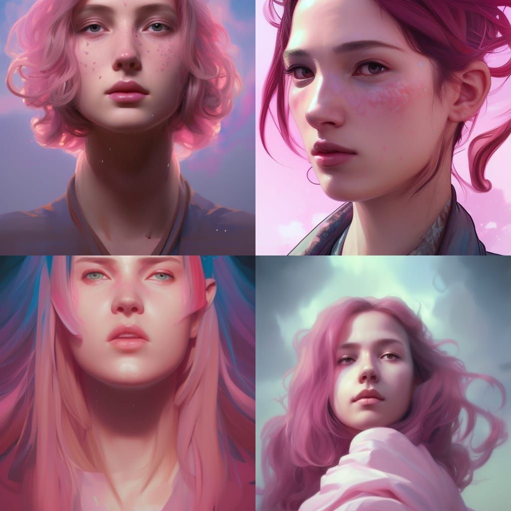 Portrait of Pink Clouds in Hyperdetailed Style