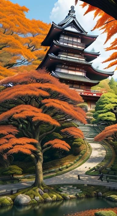 Epic Autumnal Japanese Landscape Masterpiece