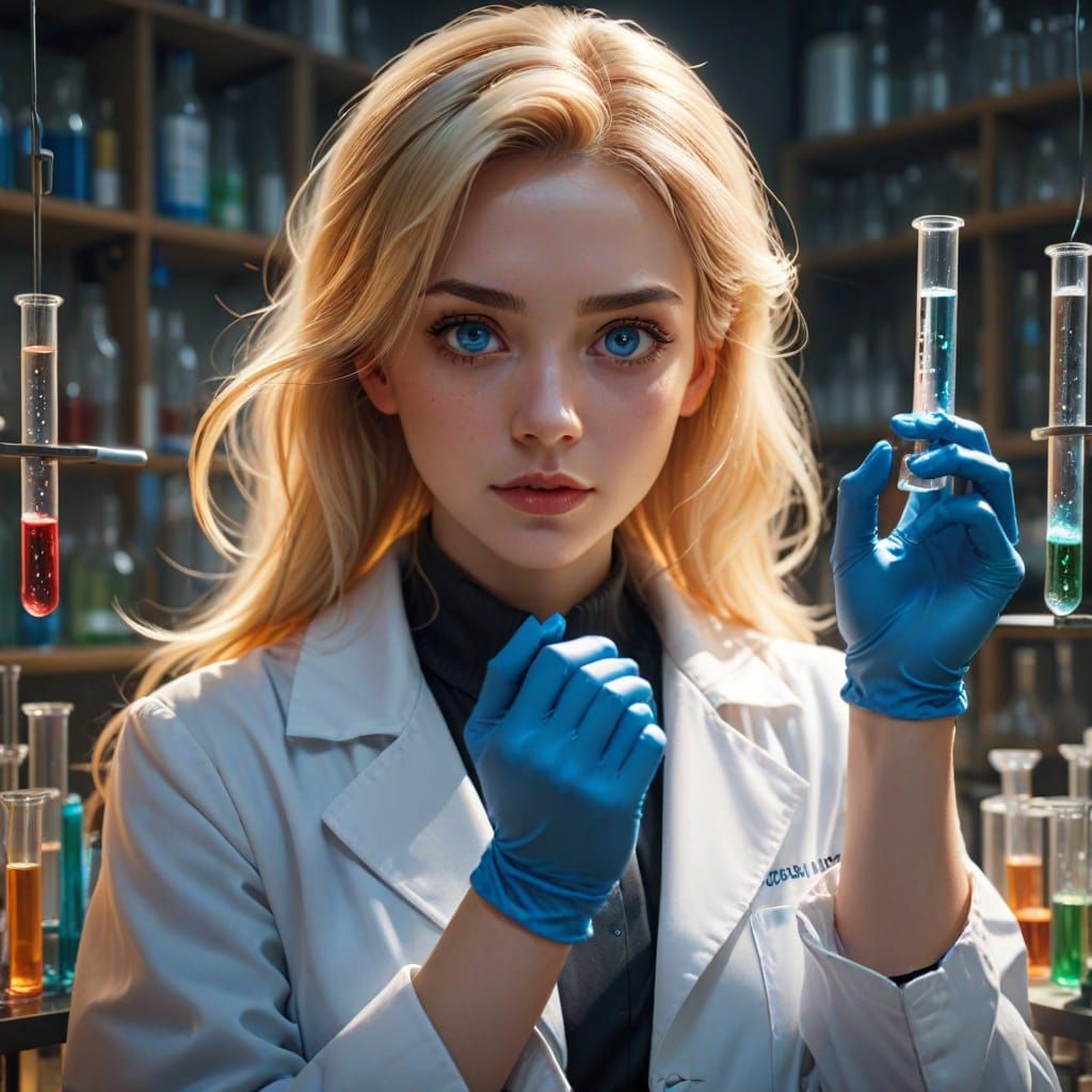 Vibrant Scientist in Realistic Anime Style