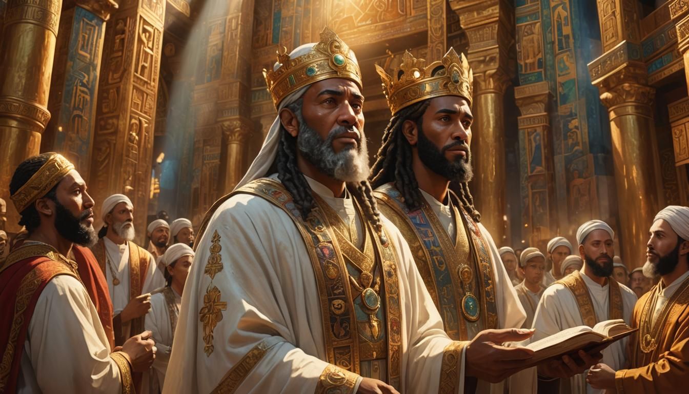 Vibrant Digital Worship Scene: King Hezekiah Inspires Congre...