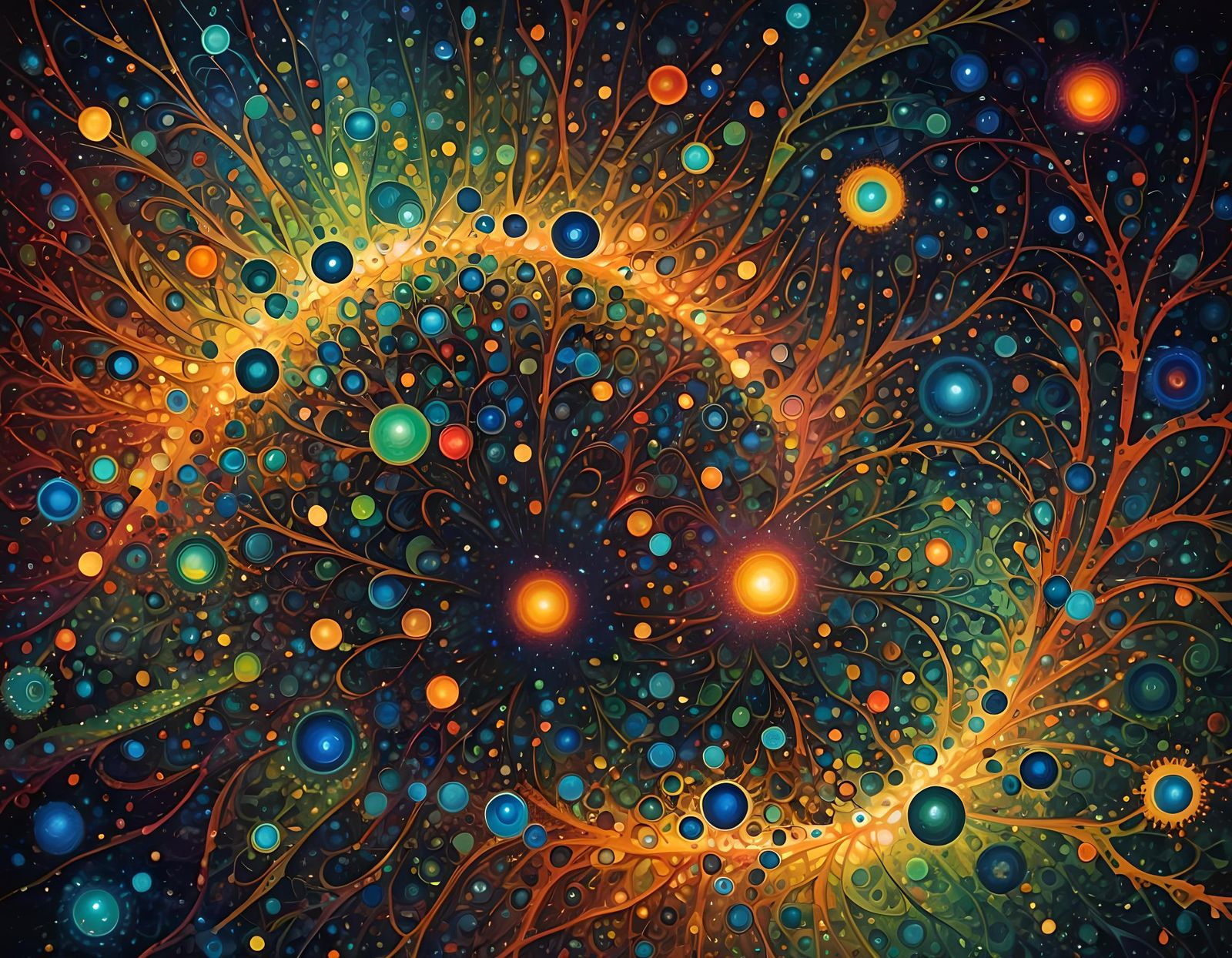 Kinetic Pointillism Quantum Shimmer in Klimt Style