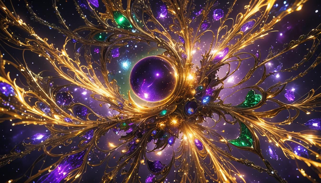 Divine Cosmic Lights Shimmer in Celestial Dimension