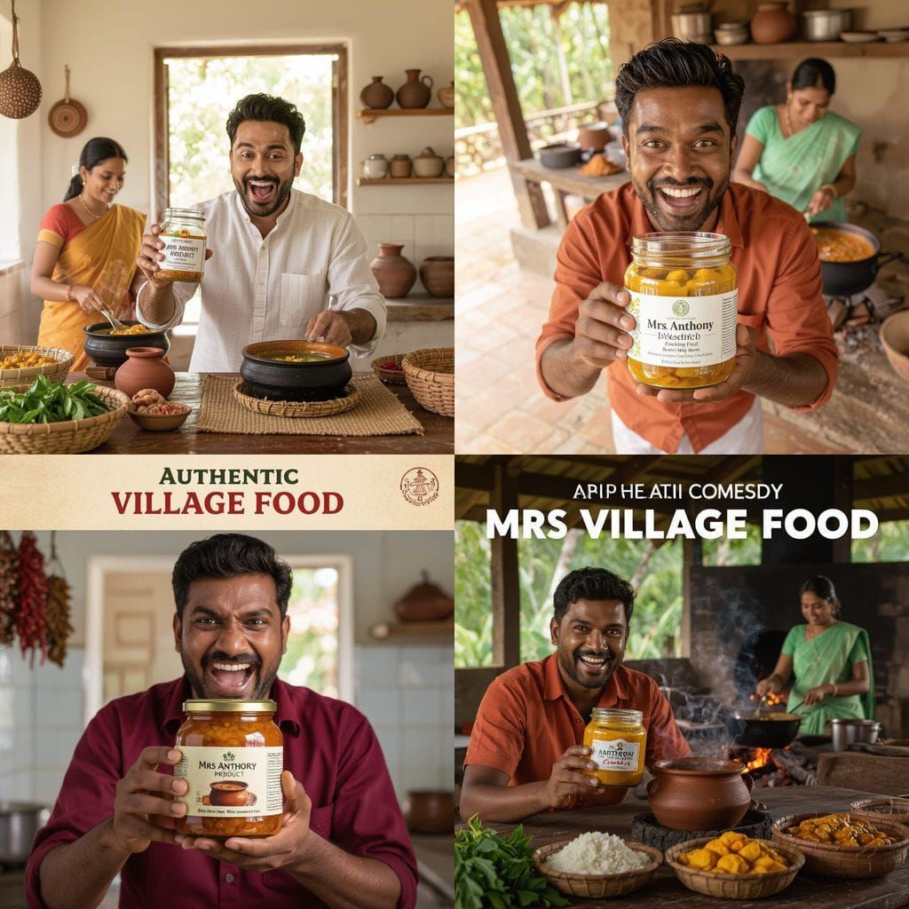 Cinematic Photo: Man Enjoys Village Food Ad