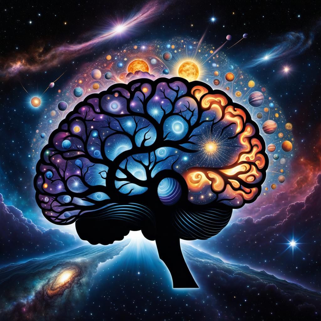 Surreal Cosmic Brain Explores the Universe