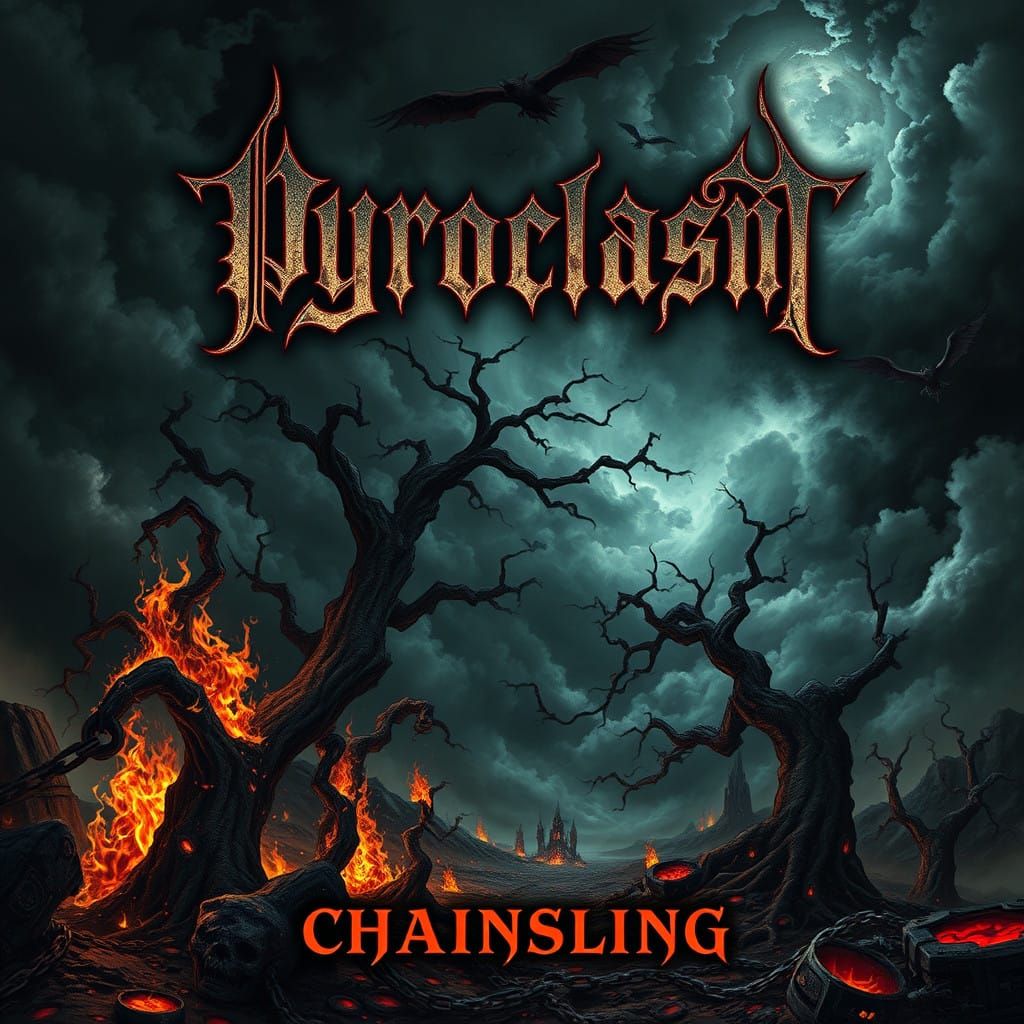 Eerie Thrash Metal Album Cover in Dark Fantasy Style