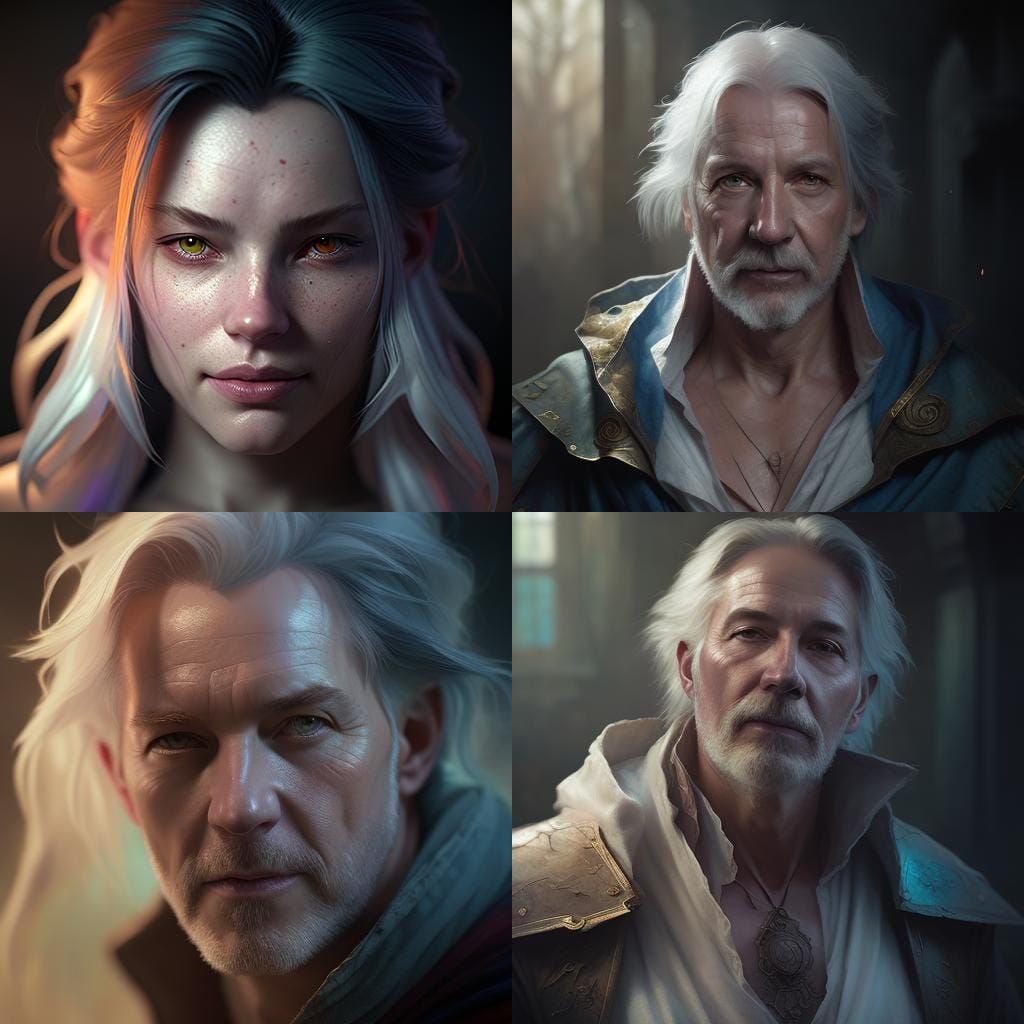 Attractive Sorcerer Portrait in Watercolor Style