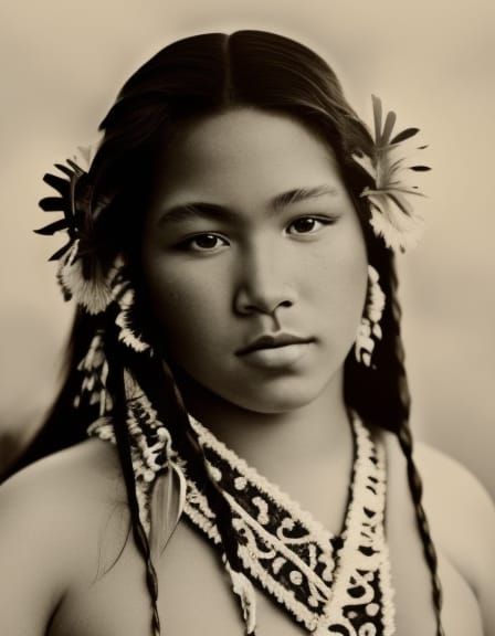 Detailed Portrait of Polynesian Woman in Digital Painting