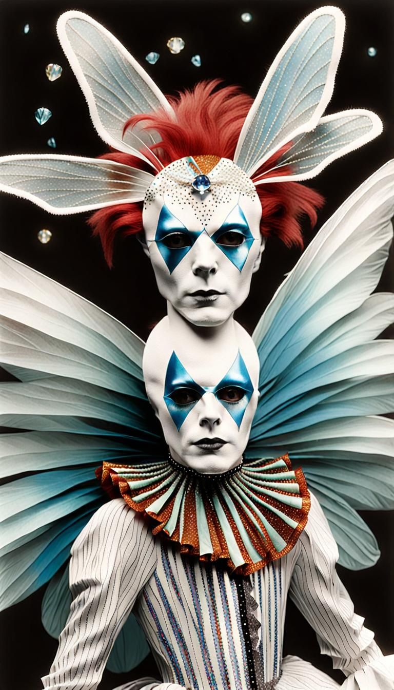 Surreal Pierrot Portrait in Renaissance Style