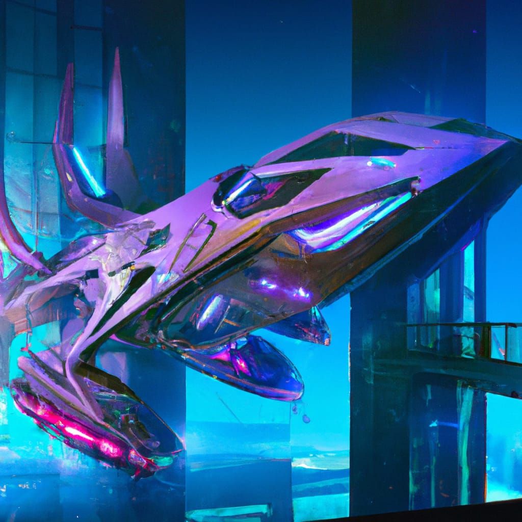 Cyberpunk Space Plane in Neon Style