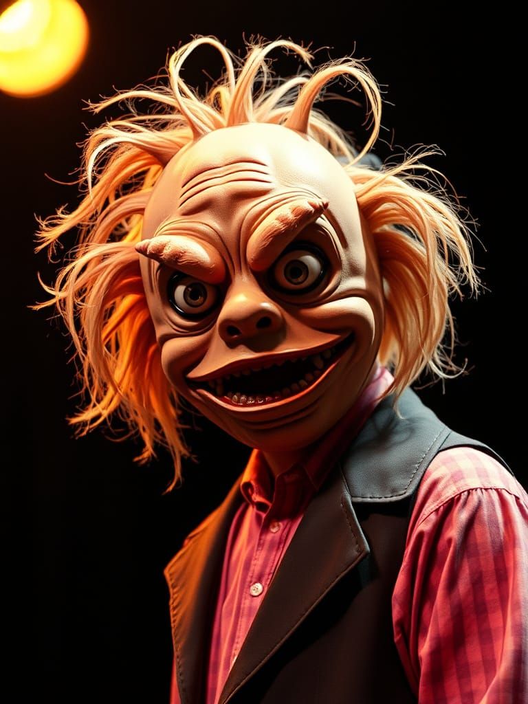 Psychedelic Potato Monster Mask: 80s Theater Portrait