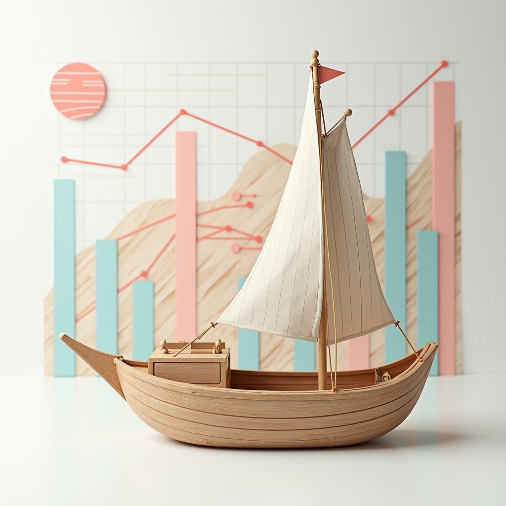 Minimalist Boat on Infographic Background