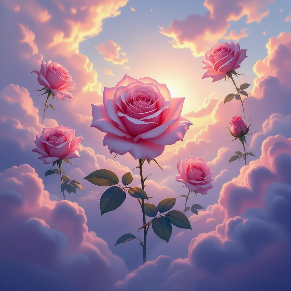 Surreal Luminous Roses in Ethereal Airbrush Art