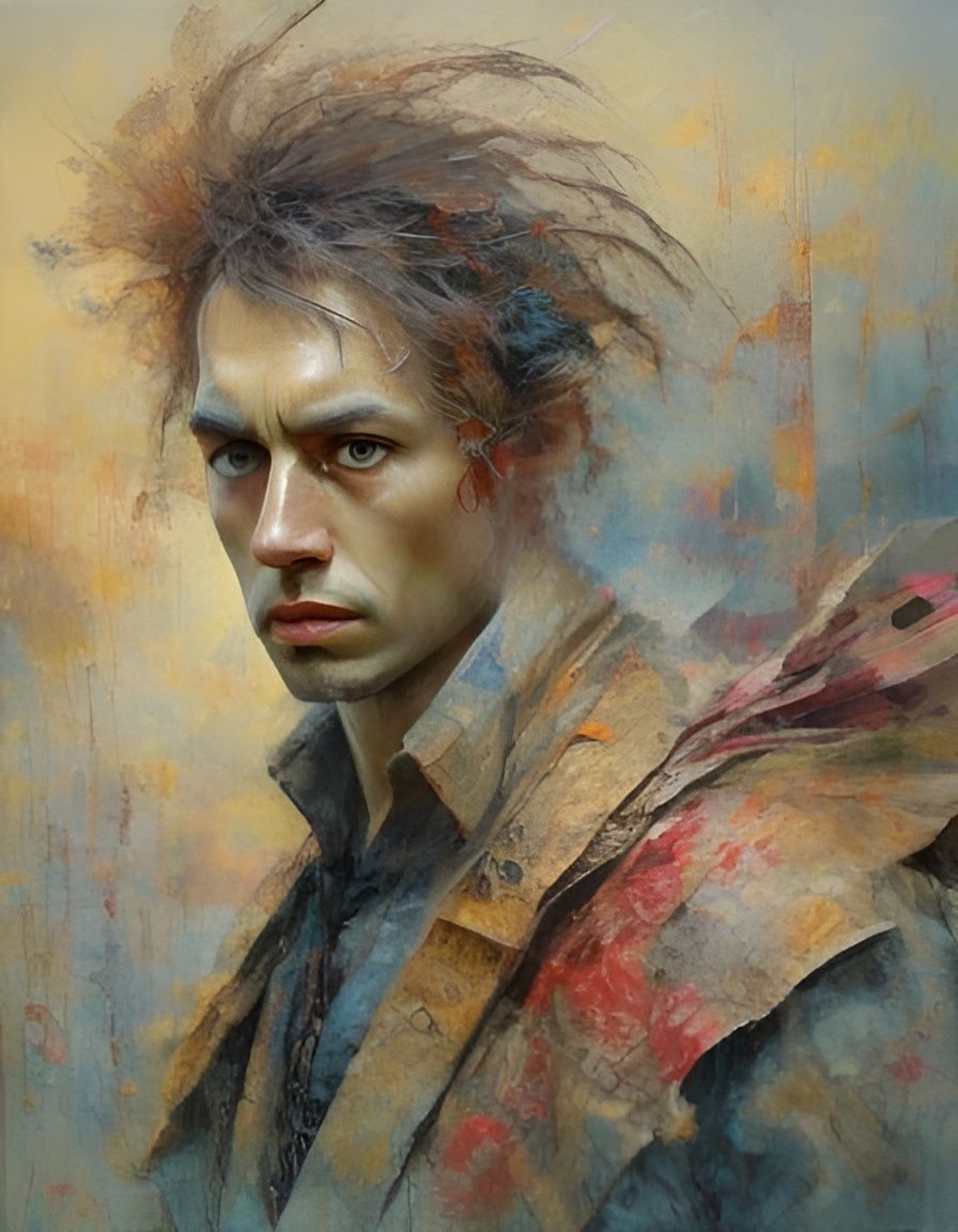 Filigree Oil Sfumato Portrait of Man