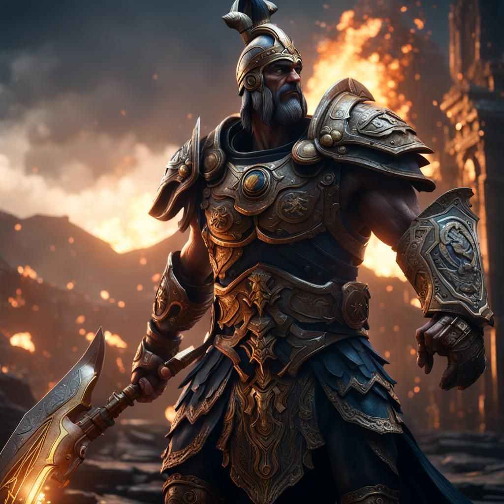 Ares: God of War in 3D Game Cinematic Style