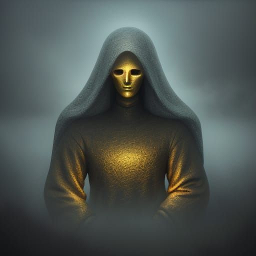 Surreal Figure Emerges from Mist in Oil Painting