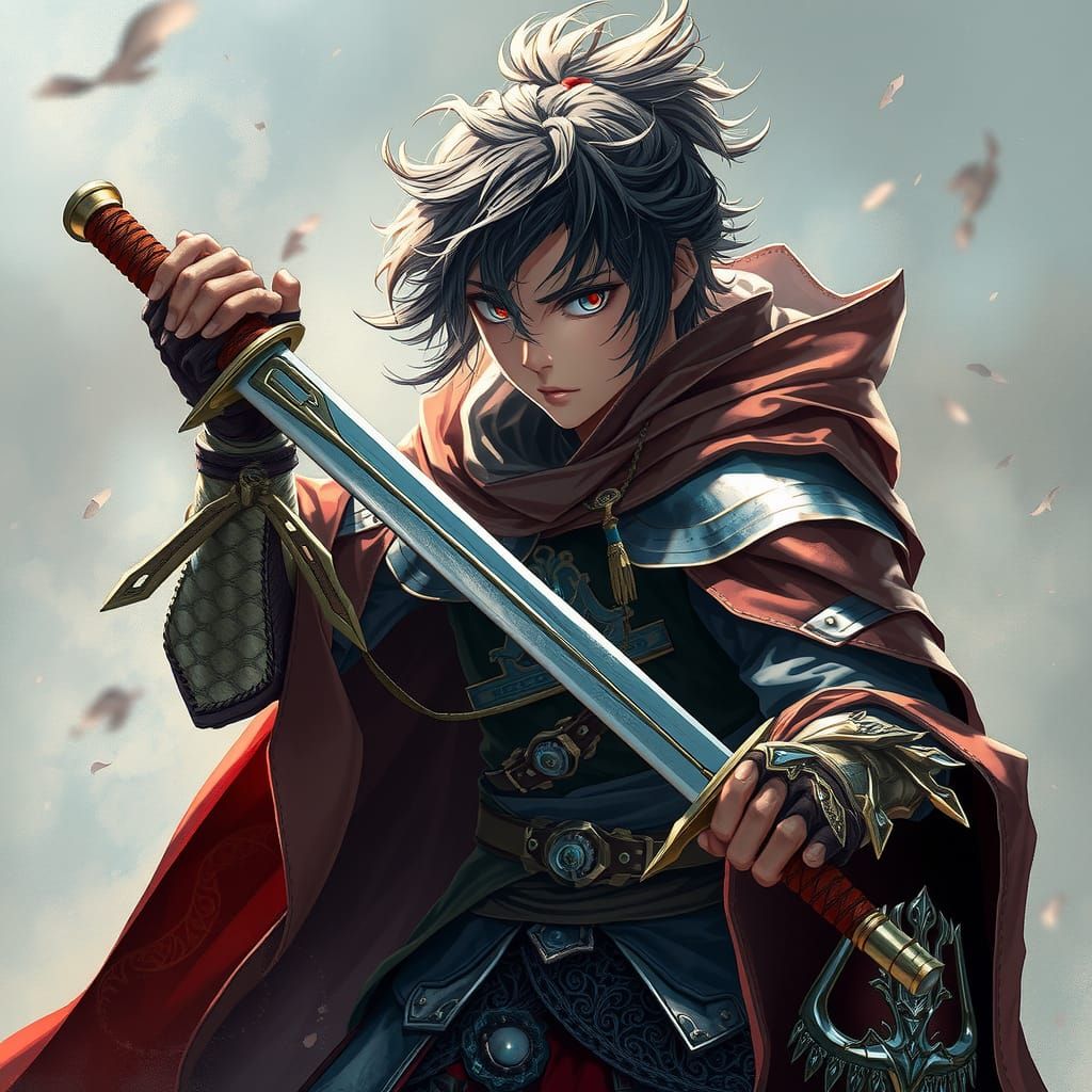 Fierce Warrior Ready for Epic Battle in Anime Style