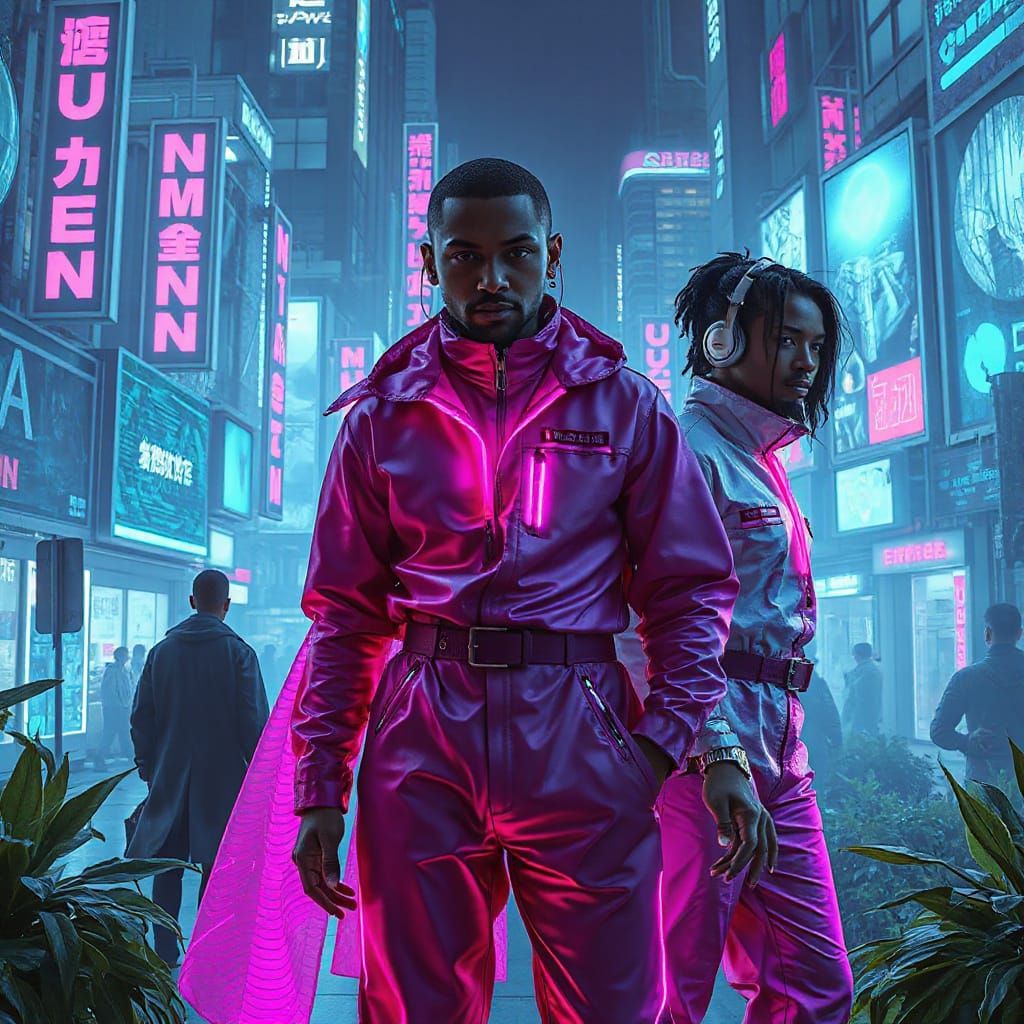 Utopic Sci-Fi Cityscape with Futuristic Workers