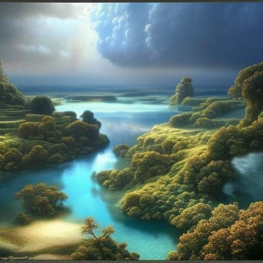 Surreal Dreamscape in Hyperrealist Style