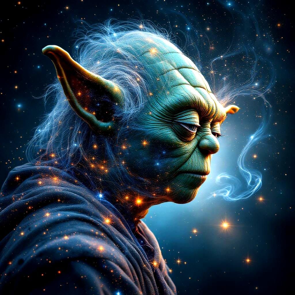 Yoda Double Exposure: Cosmic Force Portrait