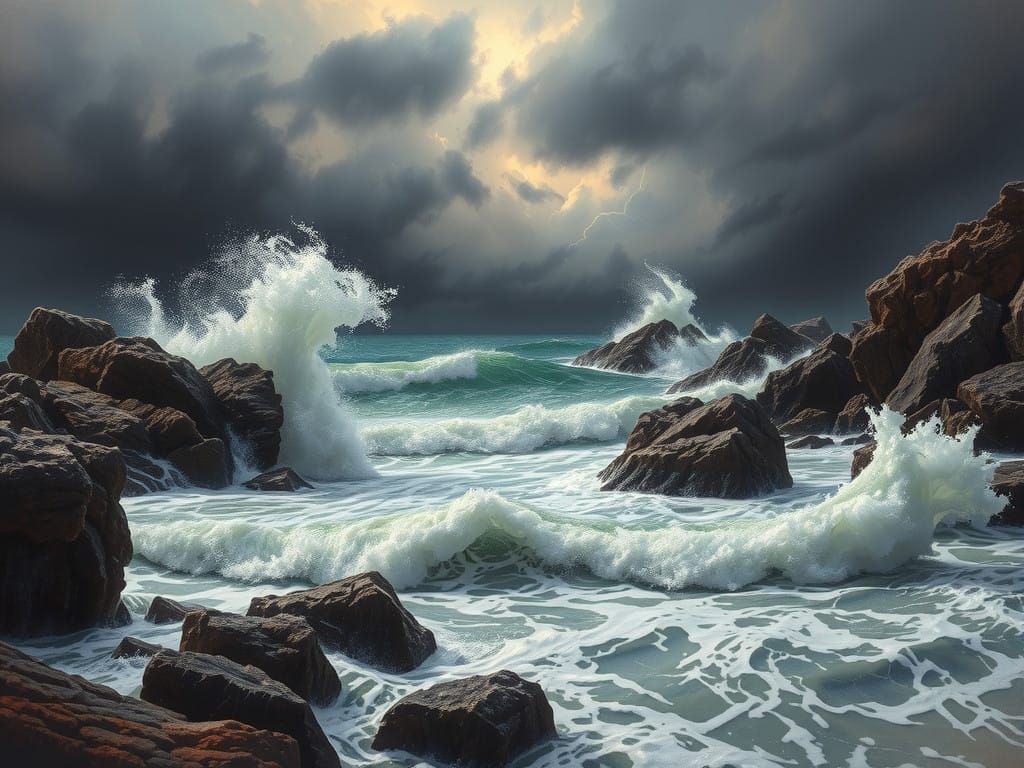 Turbulent Ocean in Expressive Turner-Inspired Style