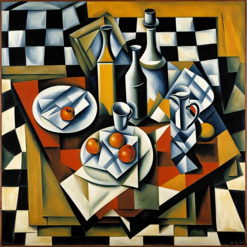 Cubist Still Life with Tablecloth