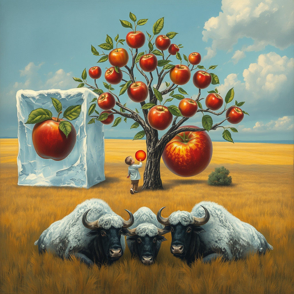 Surreal Icy Dreamscape in Post-Impressionist Style