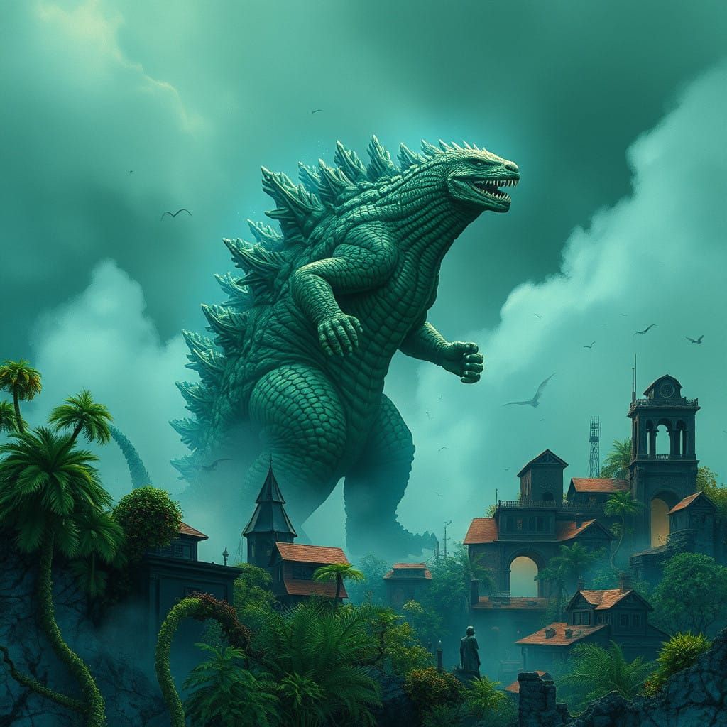Godzilla Emerges on Abandoned Island in Haunting Industrial...