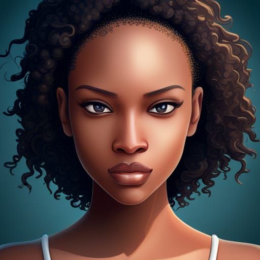 Cartoon Headshot of a Beautiful Black Girl