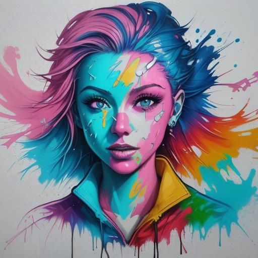 Colorful Graffiti Art in Polychromatic Splash Style