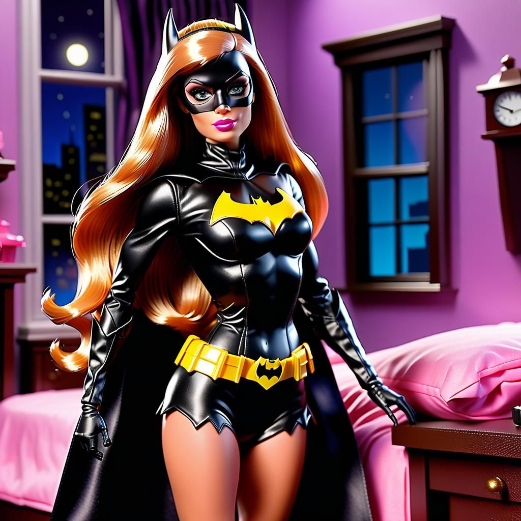Barbie Batgirl Busts Burglar: An AI-Generated Scene
