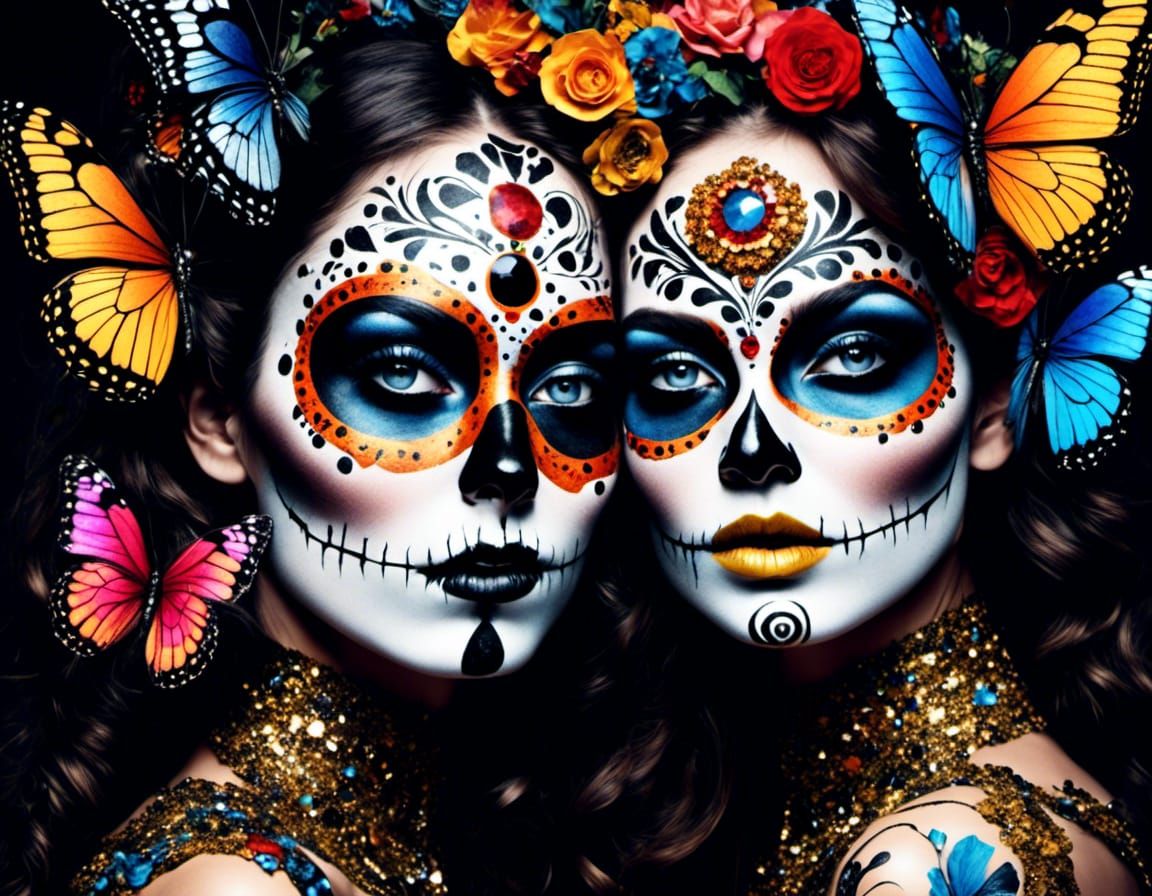 Dia de los Muertos Makeup in Gothic Sky