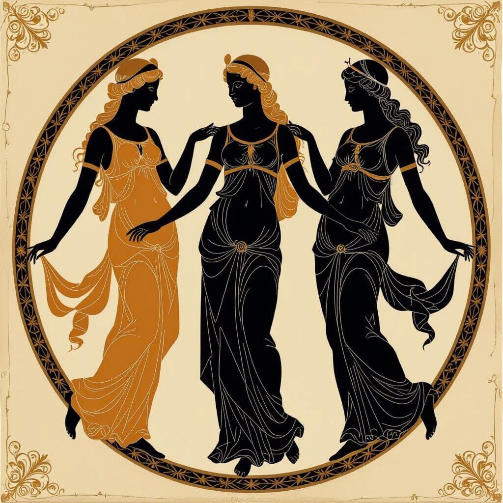The Three Graces in Botticelli Style