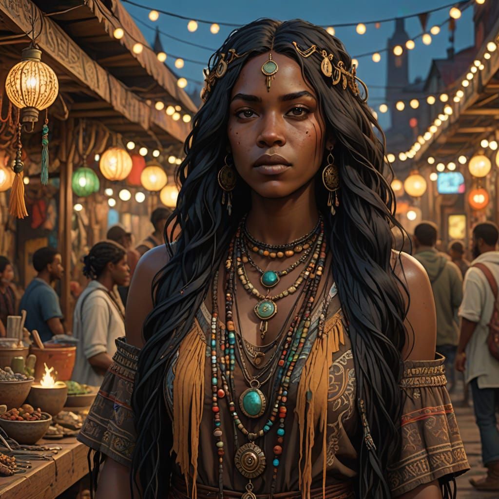 Mystical Pagan Festival Marketplace at Dusk