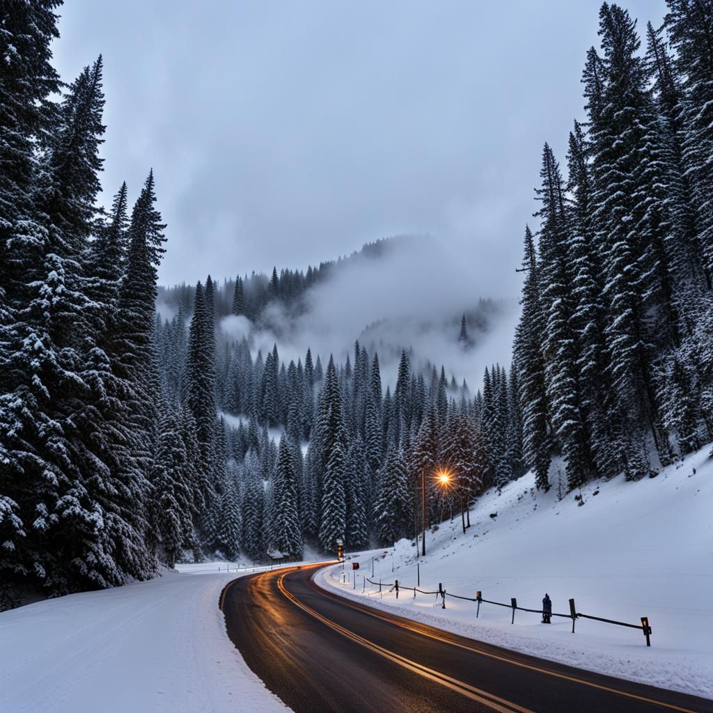 Thundering Avalanche Rushes Down Mountain Towards Lodge
