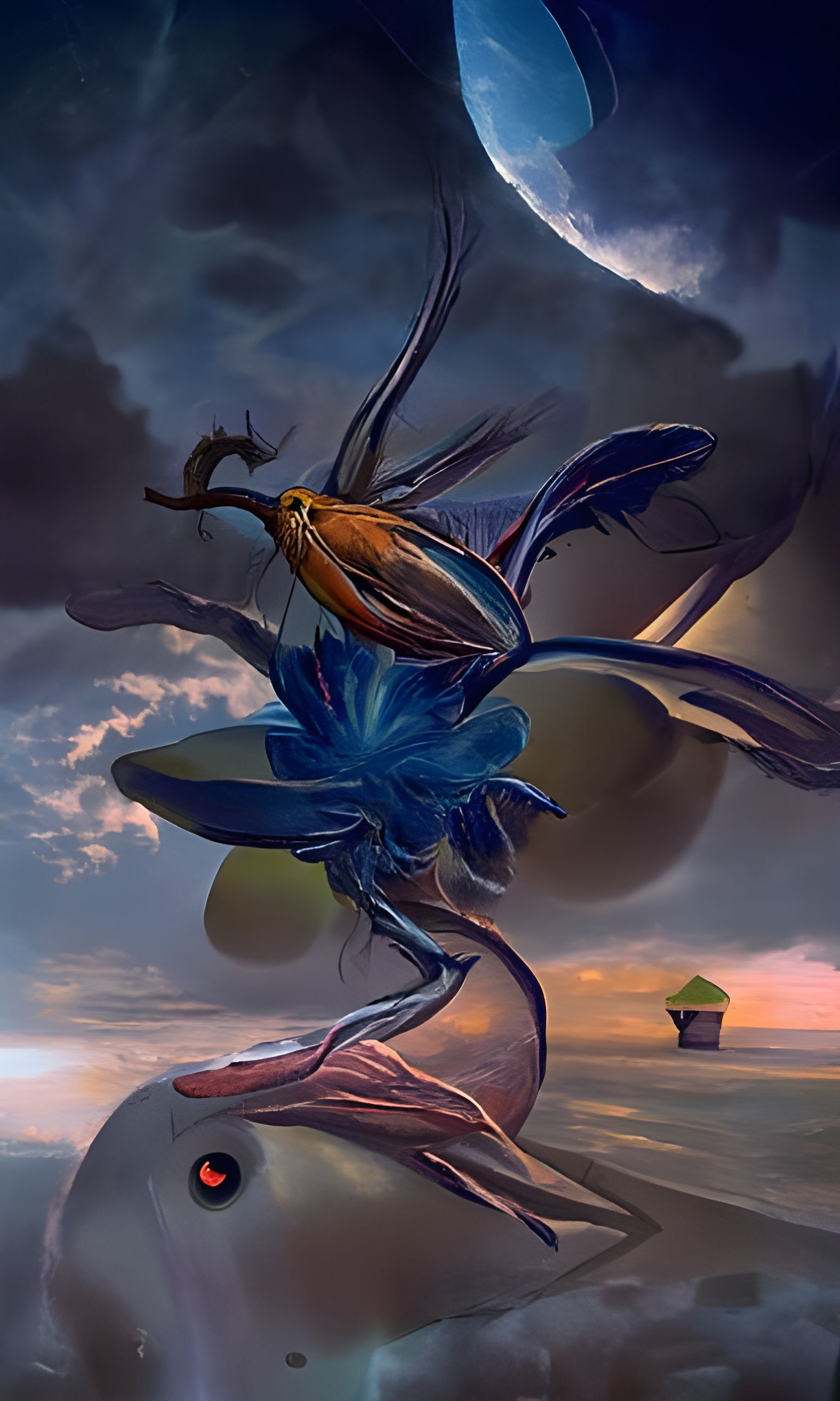 Surreal Hummingbird Harassment in Fantasy Art Style