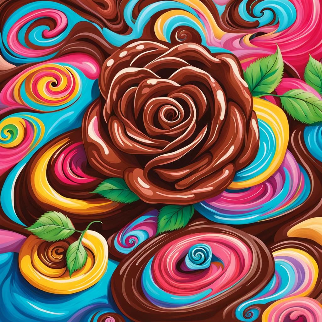 Chocolate Rose in Candyland Gouache Wonderland