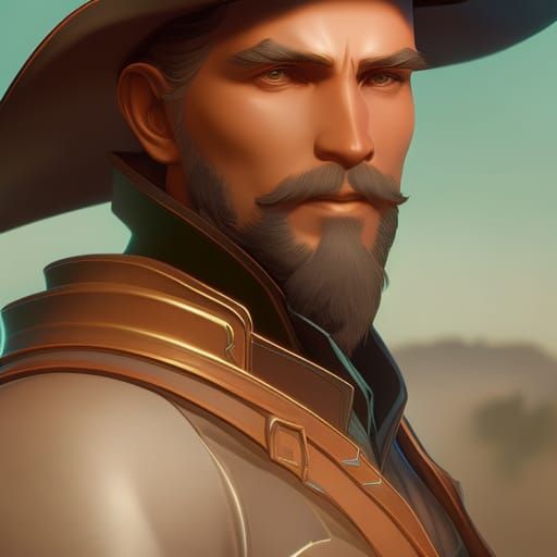Detailed Cowboy Portrait in Hyperrealistic Style