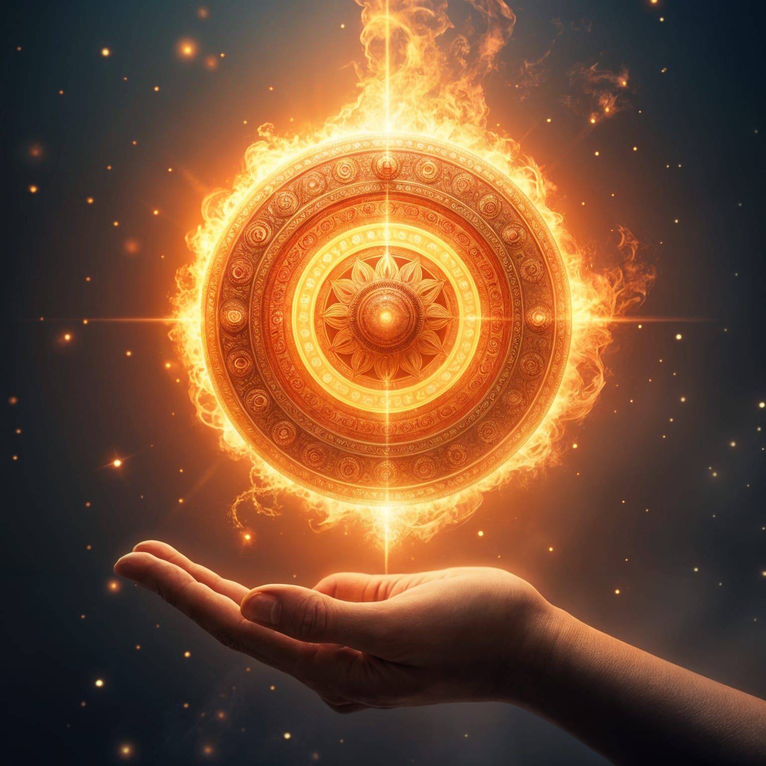 The Divine Sudarshana Chakra of Vishnu: A Fiery Depiction