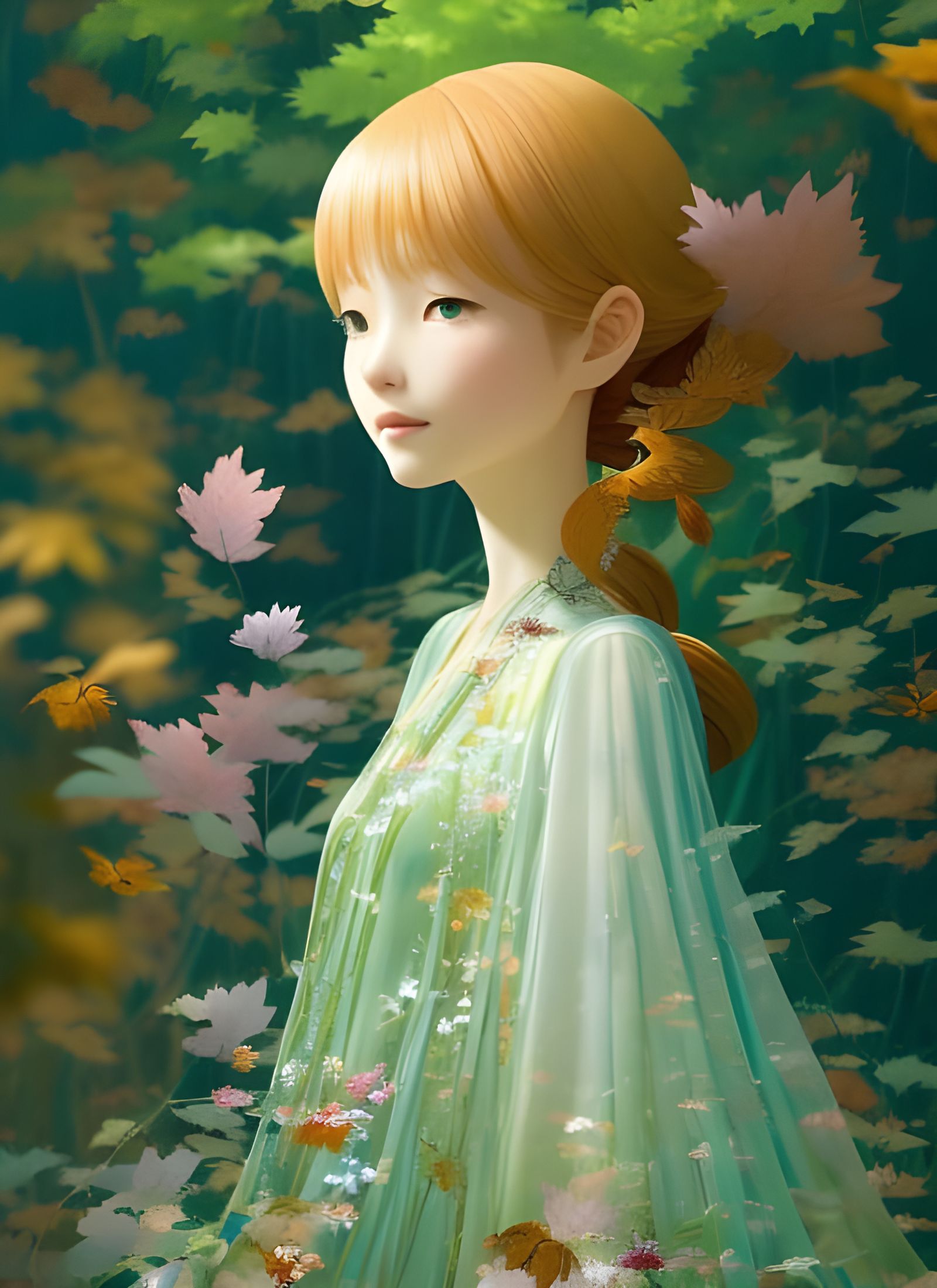 Forest Princess Portrait in Digital Illustration Style