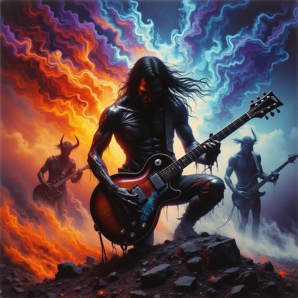 Ethereal Metal Rock Concert in Vibrant Colors