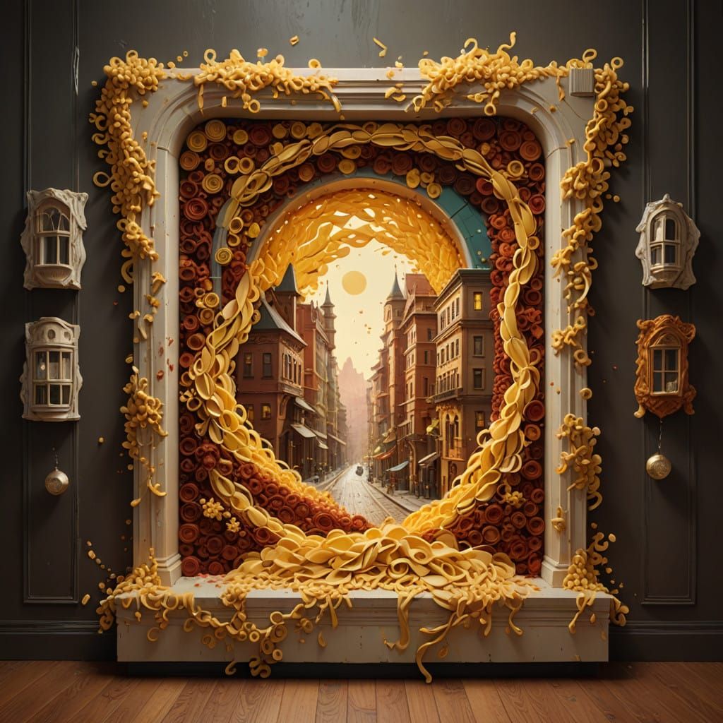 Hyperrealistic Pasta Wall Art in Vibrant Colors