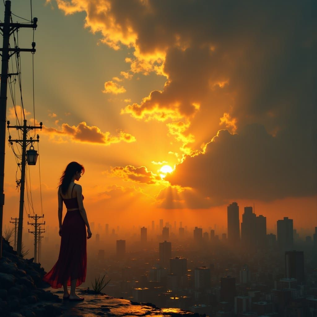 Surreal Beauty Emerges from Desolate Cityscape in Golden Lig...