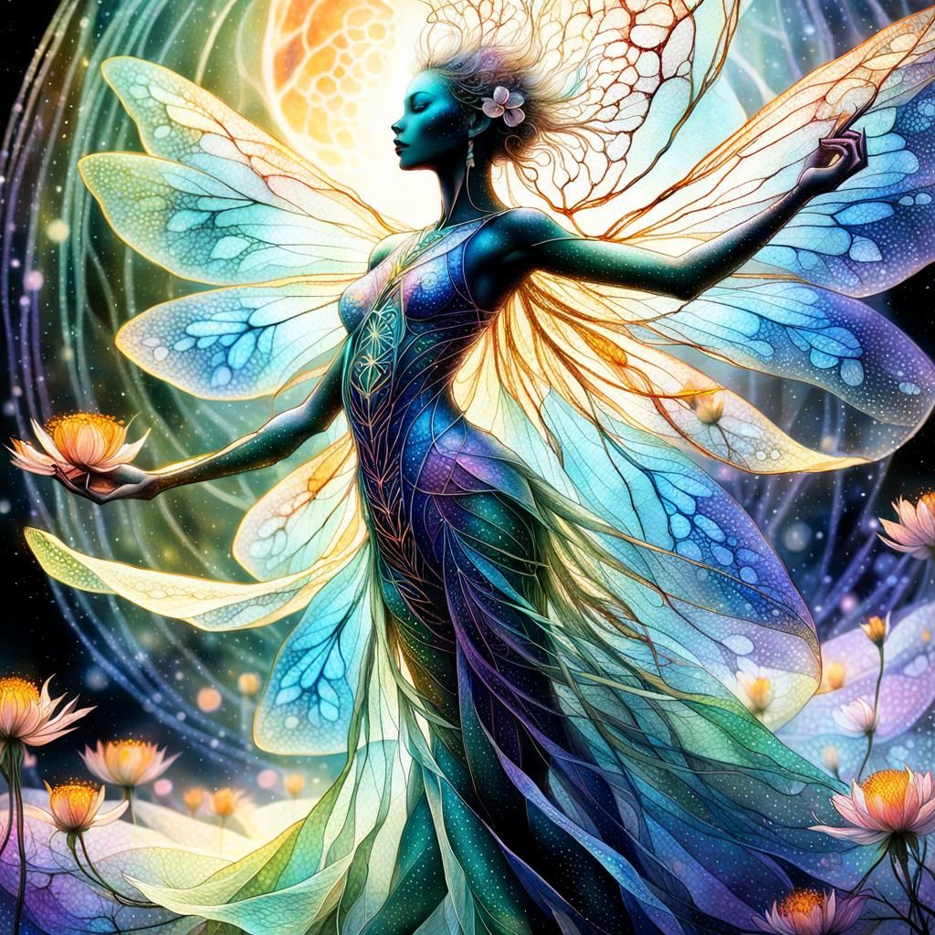 Intricate Flowers With Waterfalls as Botanical Art