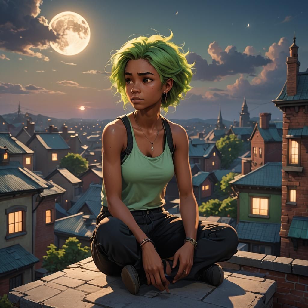 Girl Gazing at Moon in Unreal Engine 5