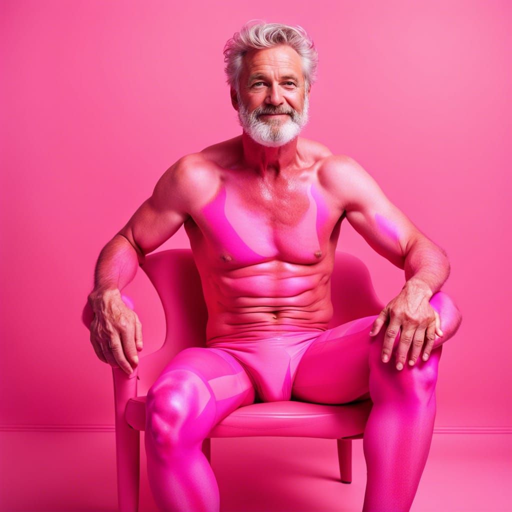Pink Painted Man in Pink Room