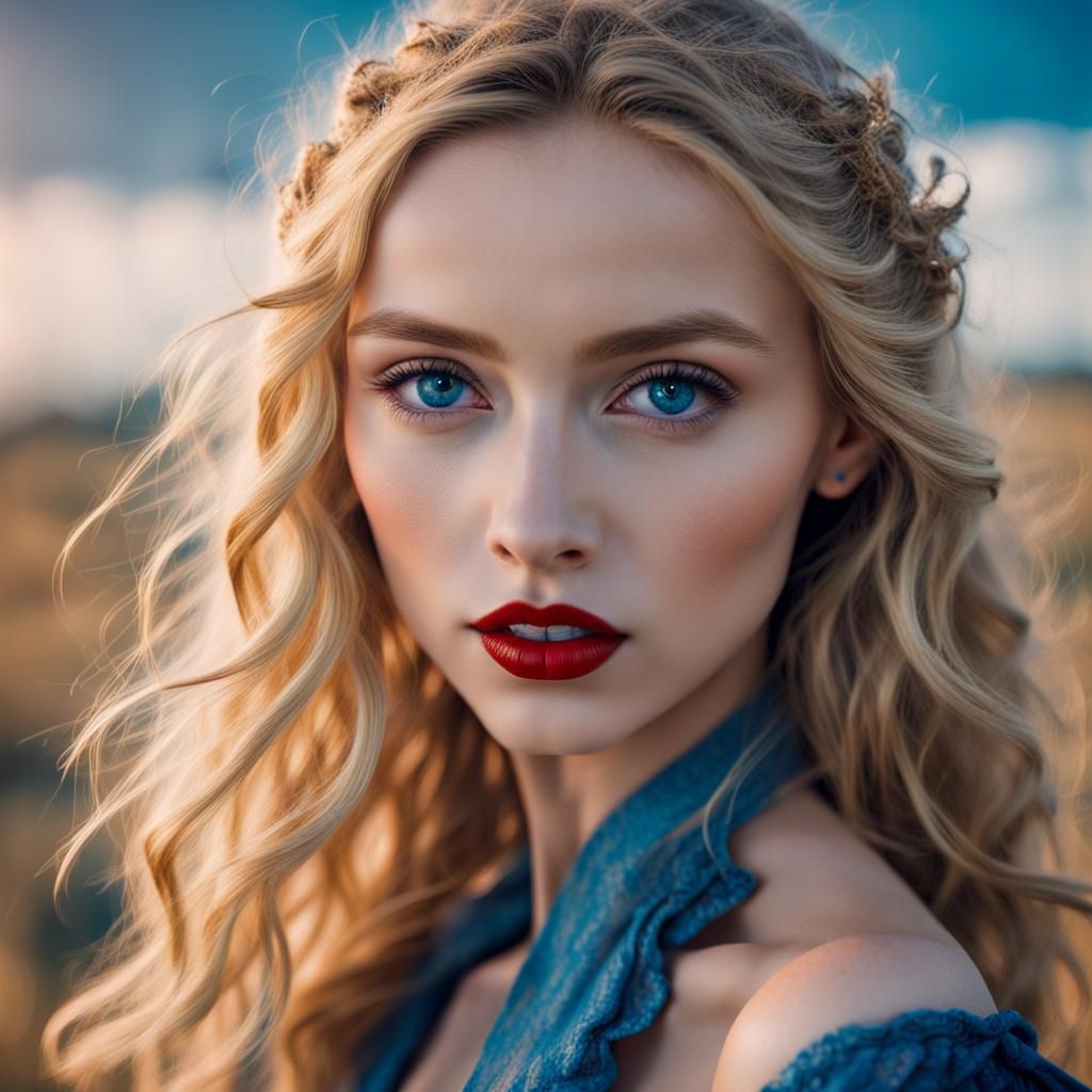 Blue Eyes Gaze Skyward: Timeless Beauty